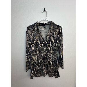 Alfani Rouched Animal Print Top - Large